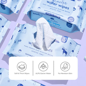 Hoppi Glacier Water Wipes (20 wipes x 5 packs)