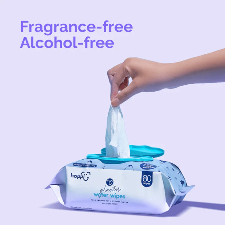 Hoppi Glacier Water Wipes (20 wipes x 5 packs)