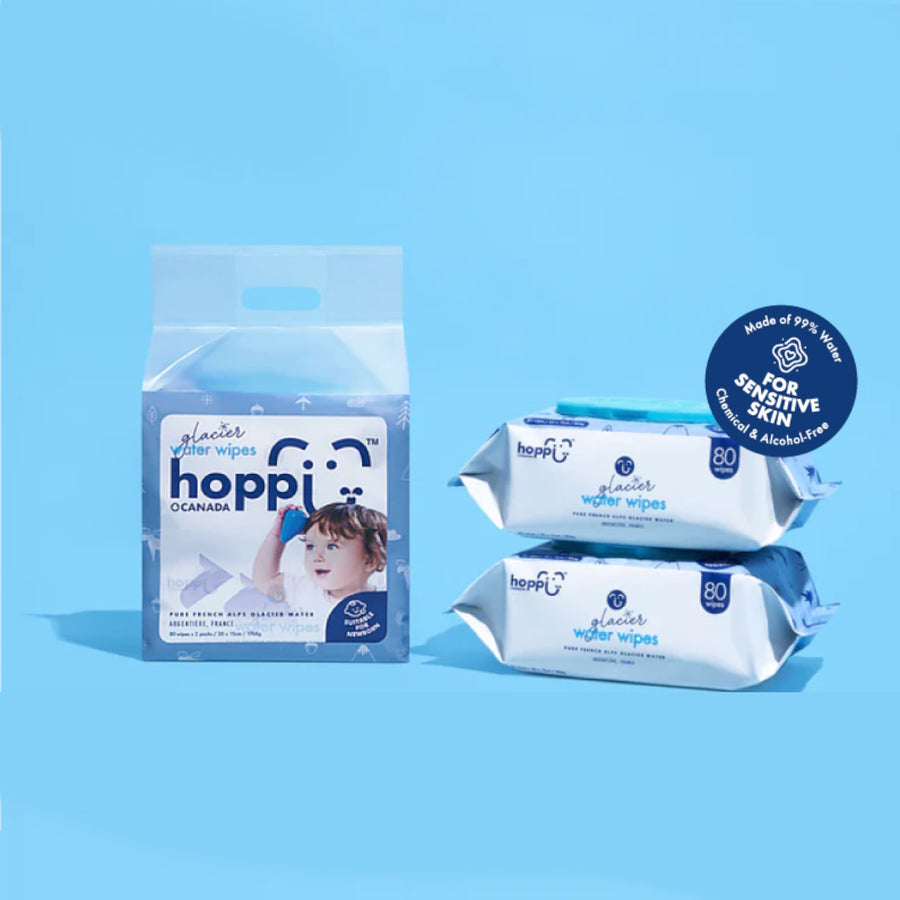 Hoppi Glacier Water Wipes (80 wipes X 2 packs)