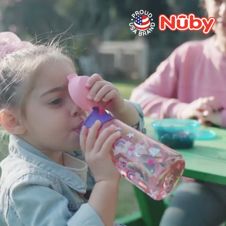 Nuby Tritan Cup with Silicone Spout w/Glitter Design Flip-it Bolt Cup, 18oz/540ml