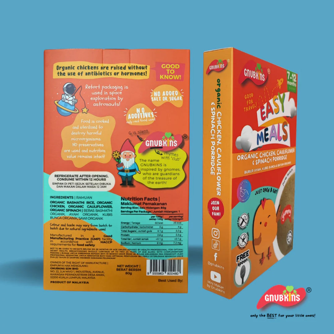 Gnubkins Organic Chicken, Cauliflower & Spinach Porridge (7 - 12 months)