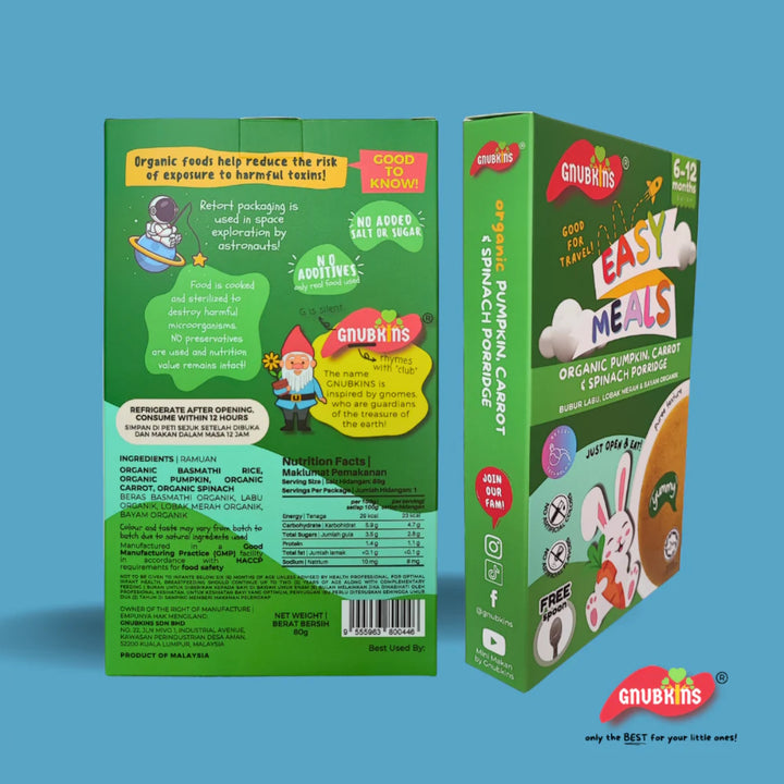 Gnubkins Organic Pumpkin, Carrot & Spinach Porridge (6-12 months)