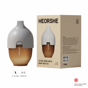 HEORSHE Ultra Wide Neck Baby Bottle 5 oz grey with retail packaging