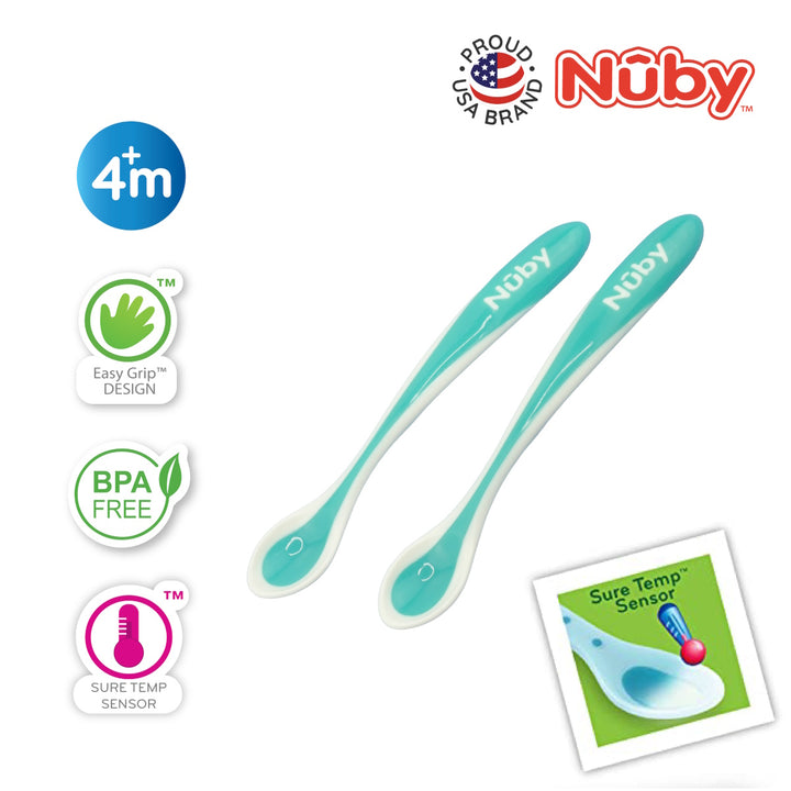 Nuby 2Pk Heat Sensetive White Tip Soft Edge Spoons