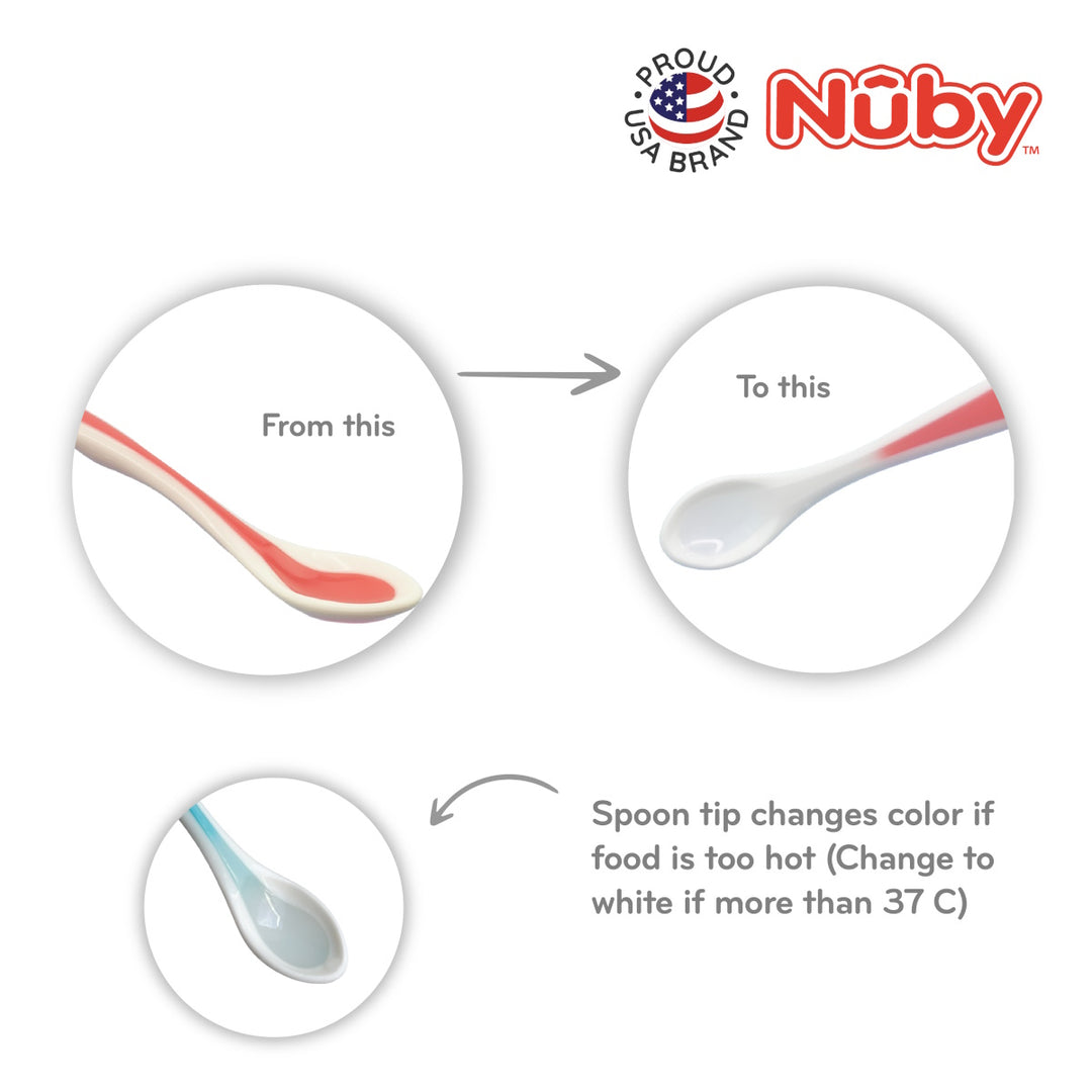 Nuby 2Pk Heat Sensetive White Tip Soft Edge Spoons