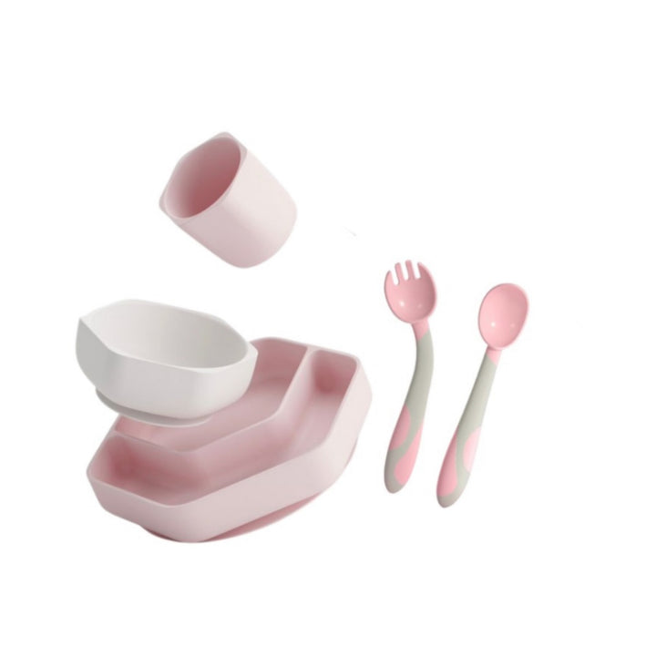 HE OR SHE Toddler Feeding Set- White/Pink