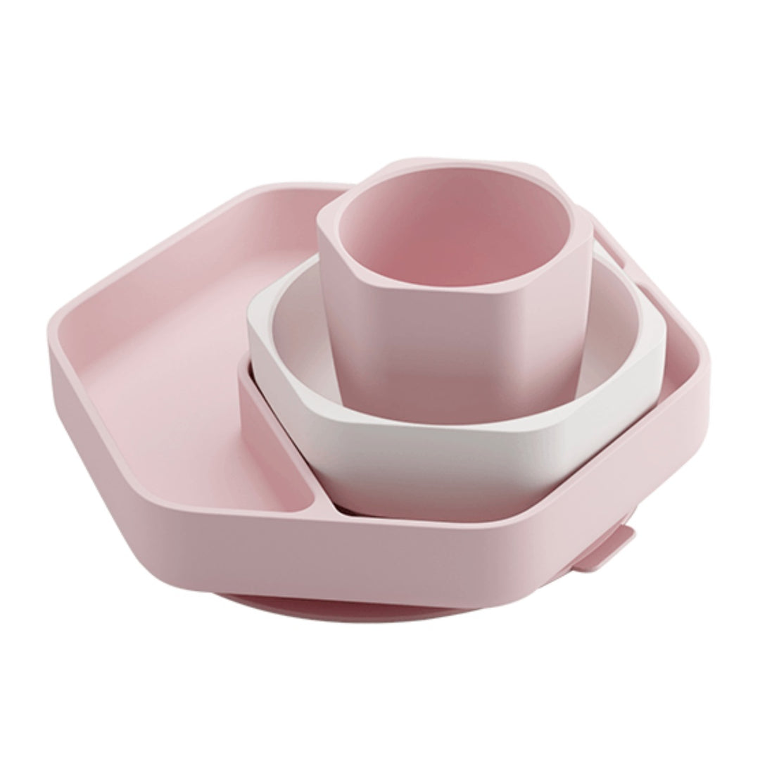 HE OR SHE Toddler Feeding Set- White/Pink