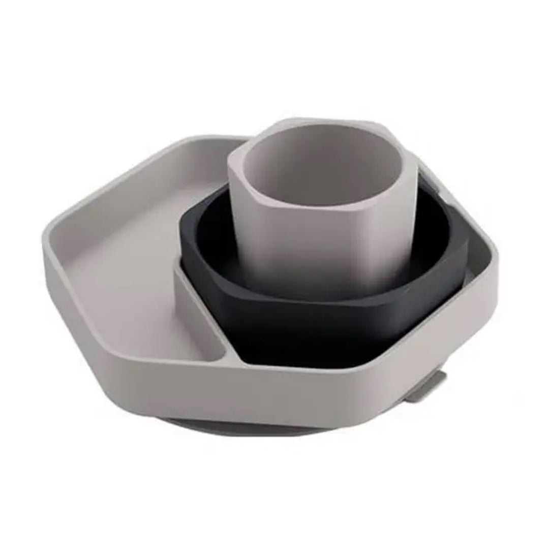HE OR SHE Toddler Feeding Set- Grey/Black