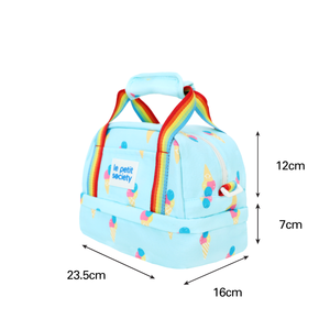 Kids Thermal Lunch Bag in Ice Cream Print with Rainbow Strap