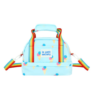 Kids Thermal Lunch Bag in Ice Cream Print with Rainbow Strap