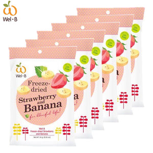 Wel-B freeze-dried strawberry and banana, six packs