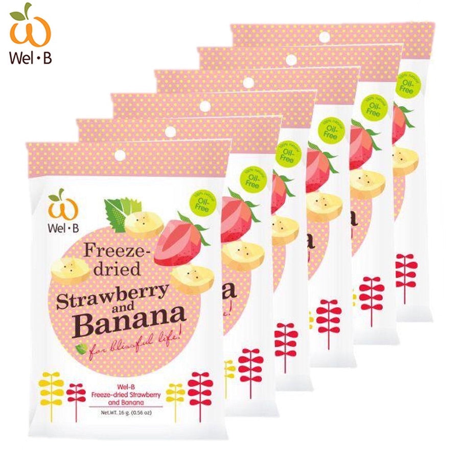 Wel-B freeze-dried strawberry and banana, six packs
