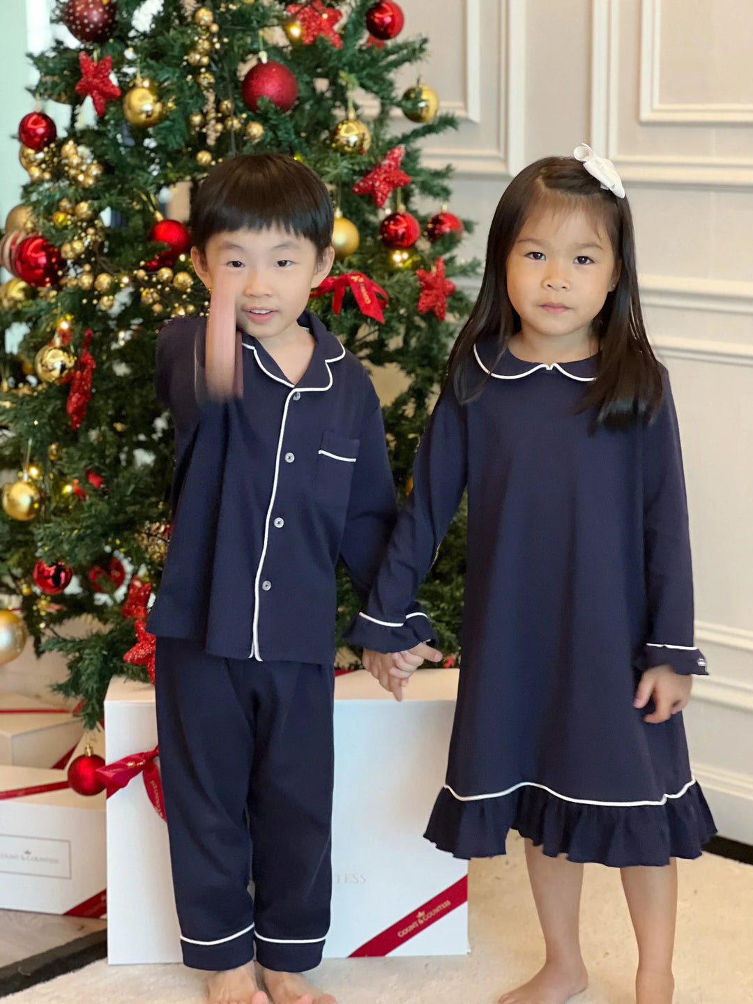 Count & Countess Pima Cotton Girl's Sleep Dress - Urban Navy