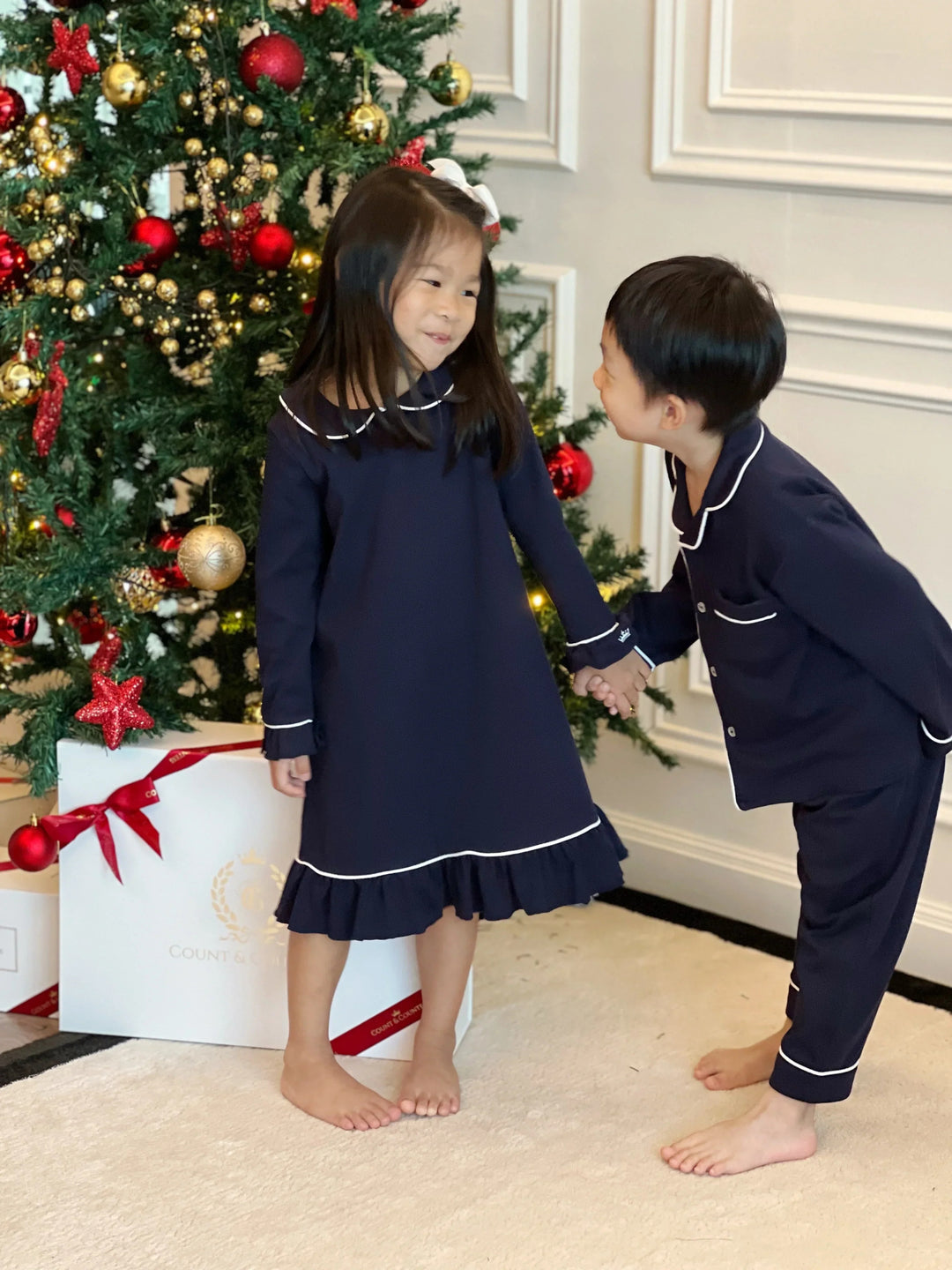 Count & Countess Pima Cotton Girl's Sleep Dress - Urban Navy