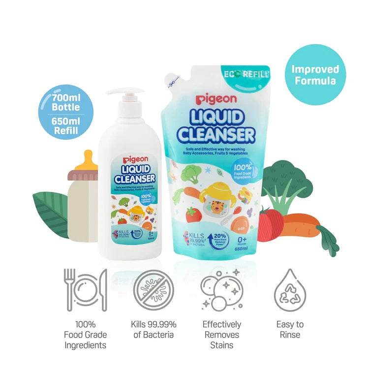 Pigeon Liquid Cleanser Set - 700ml Pump + 650ml Refill