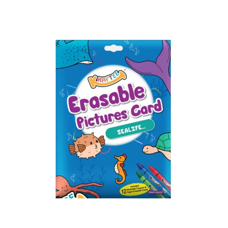 Kraftee Erasable Picture Cards with 12ct washable crayons