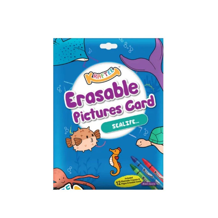Kraftee Erasable Picture Cards with 12ct washable crayons