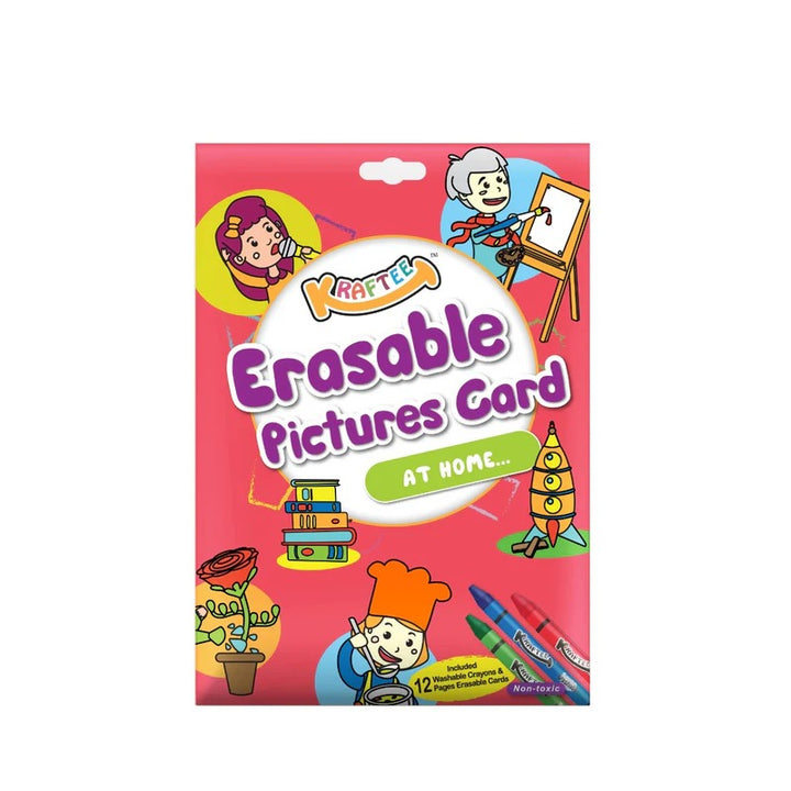 Kraftee Erasable Picture Cards with 12ct washable crayons