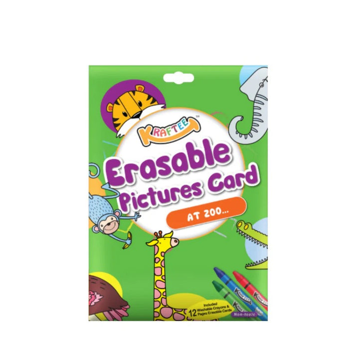 Kraftee Erasable Picture Cards with 12ct washable crayons