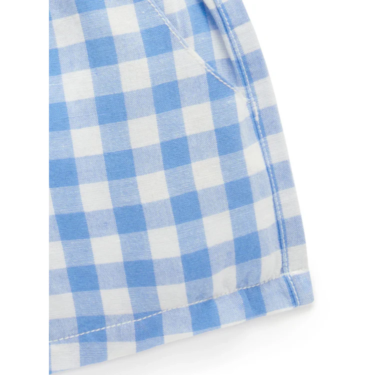 Purebaby Organic Gingham Shorts Ocean