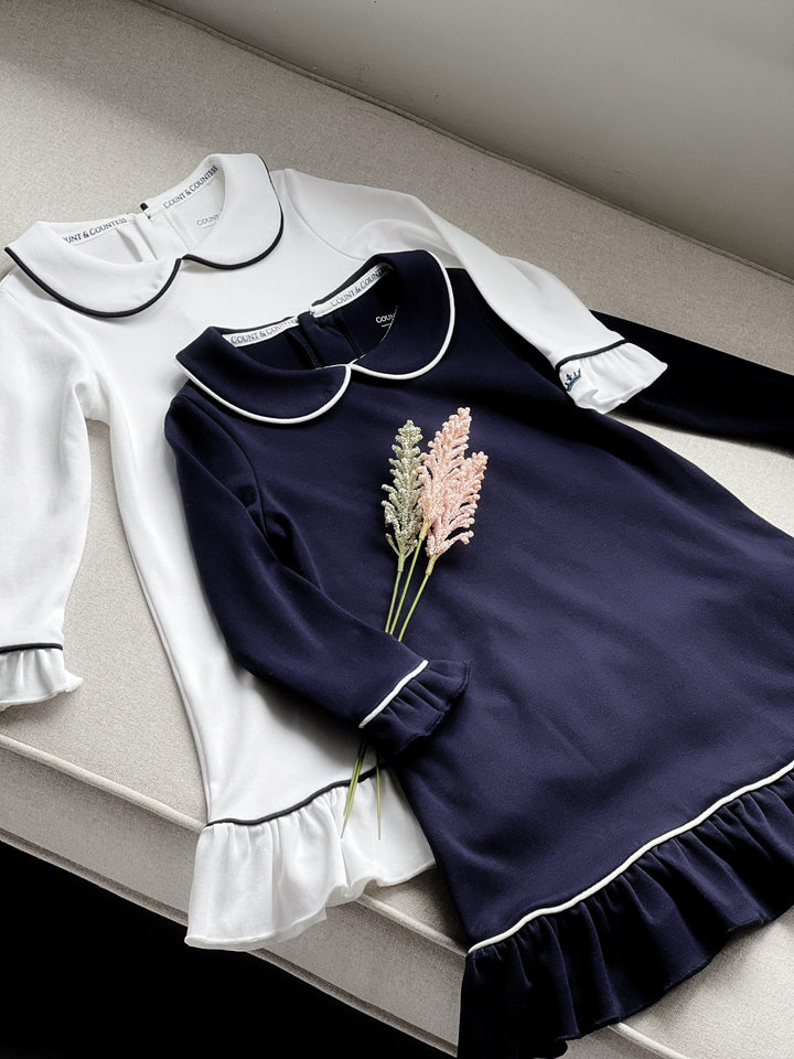 Count & Countess Pima Cotton Girl's Sleep Dress - Urban Navy