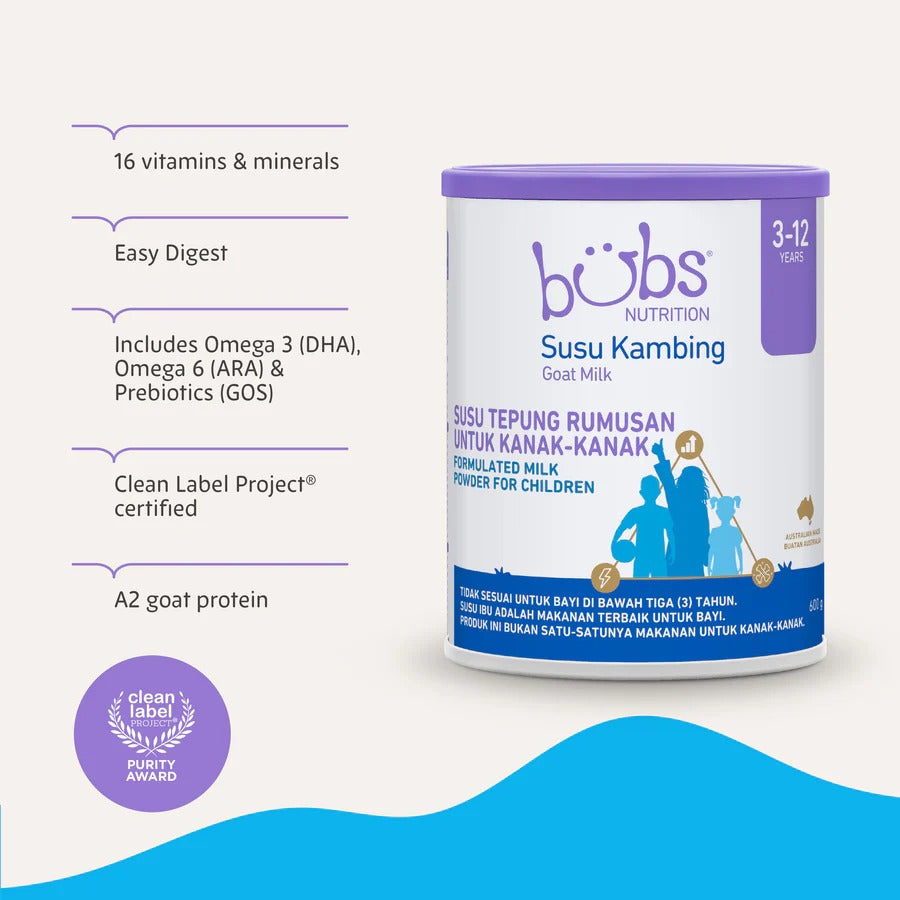 Bubs Goat Milk Stage 4, 600g (3Y-12Y)