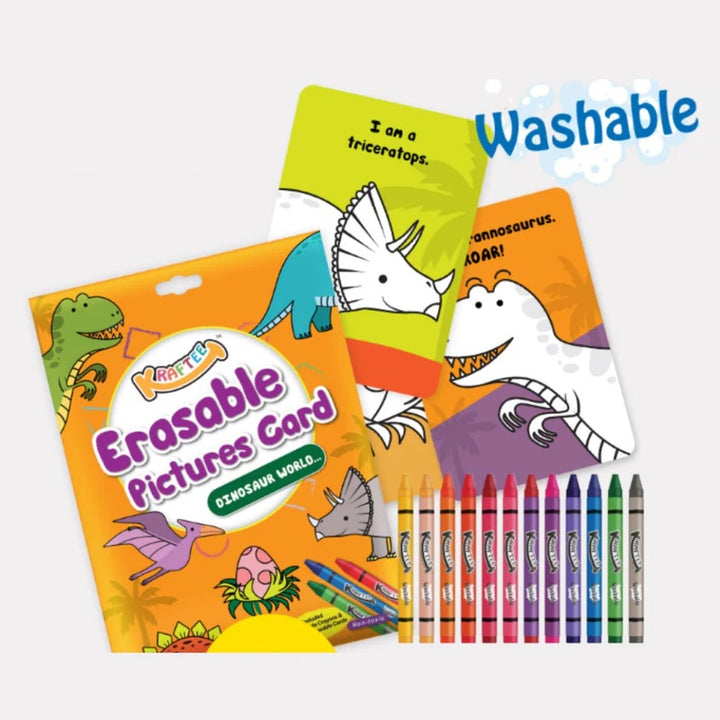Kraftee Erasable Picture Cards with 12ct washable crayons