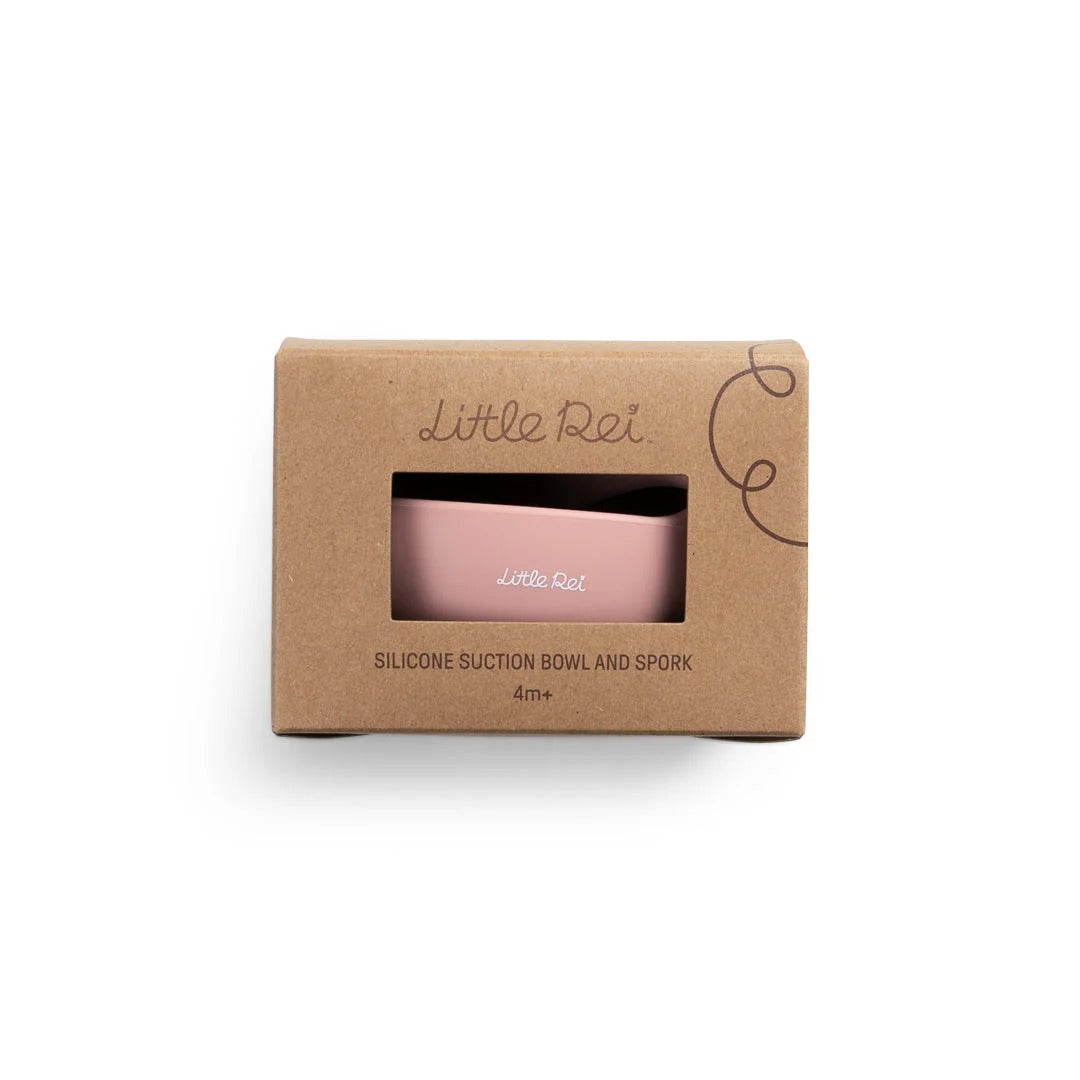 Little Rei Suction Bowl W/Spork - Pink