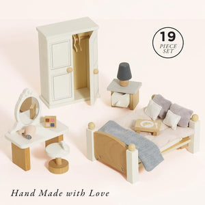 Le Toy Van Wooden Dolls House Bedroom - 19 Piece