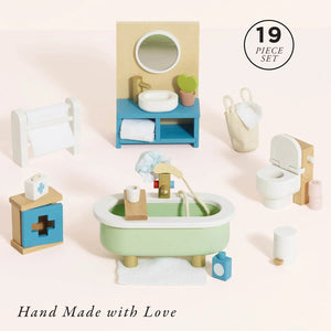 Le Toy Van Wooden Dolls House Bathroom Furniture - 19 Pc