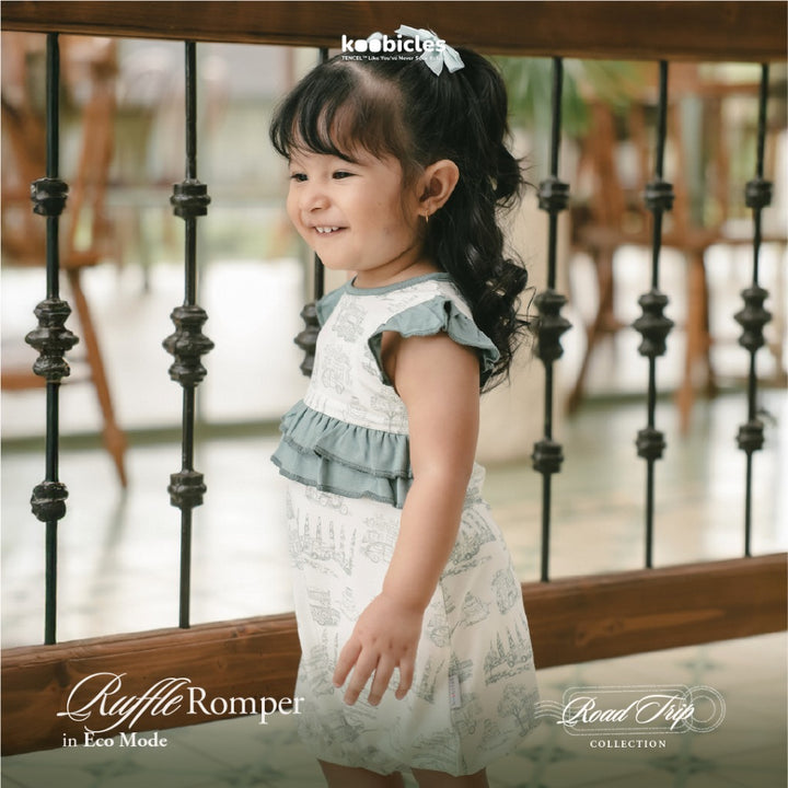 Koobicles Ruffle Romper TENCEL™ "Road Trip" in Eco Mode