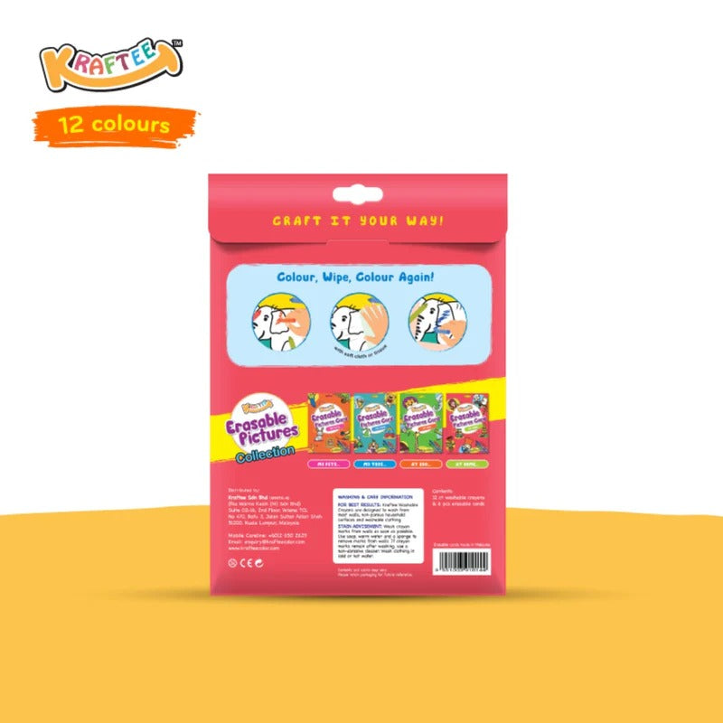Kraftee Erasable Picture Cards with 12ct washable crayons