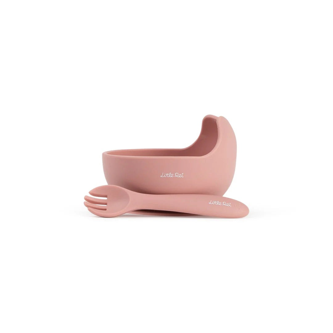Little Rei Suction Bowl W/Spork - Pink