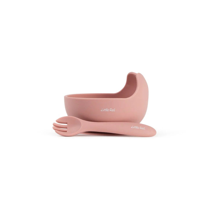 Little Rei Suction Bowl W/Spork - Pink