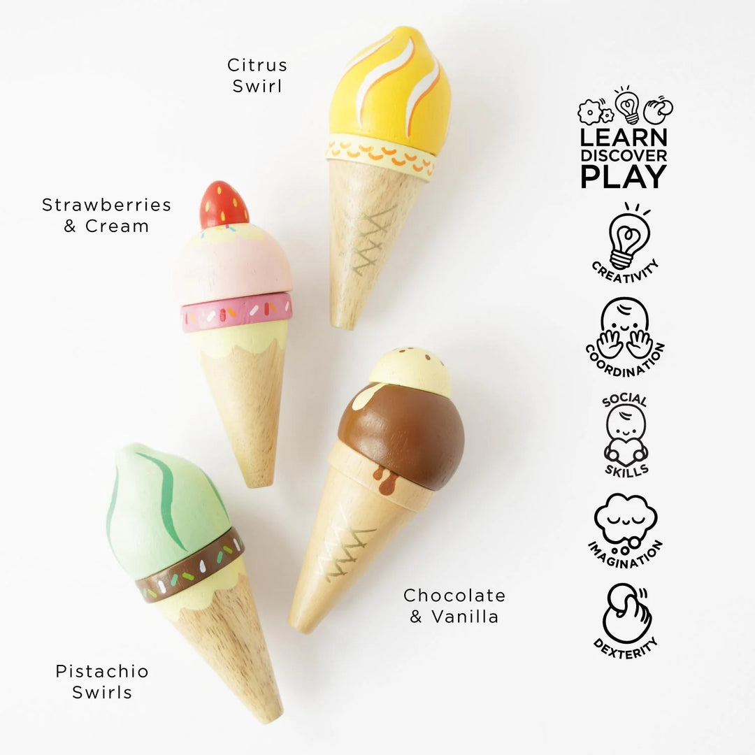 Le Toy Van Wooden Ice Cream Cones Set