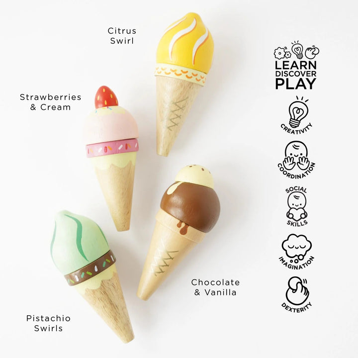 Le Toy Van Wooden Ice Cream Cones Set