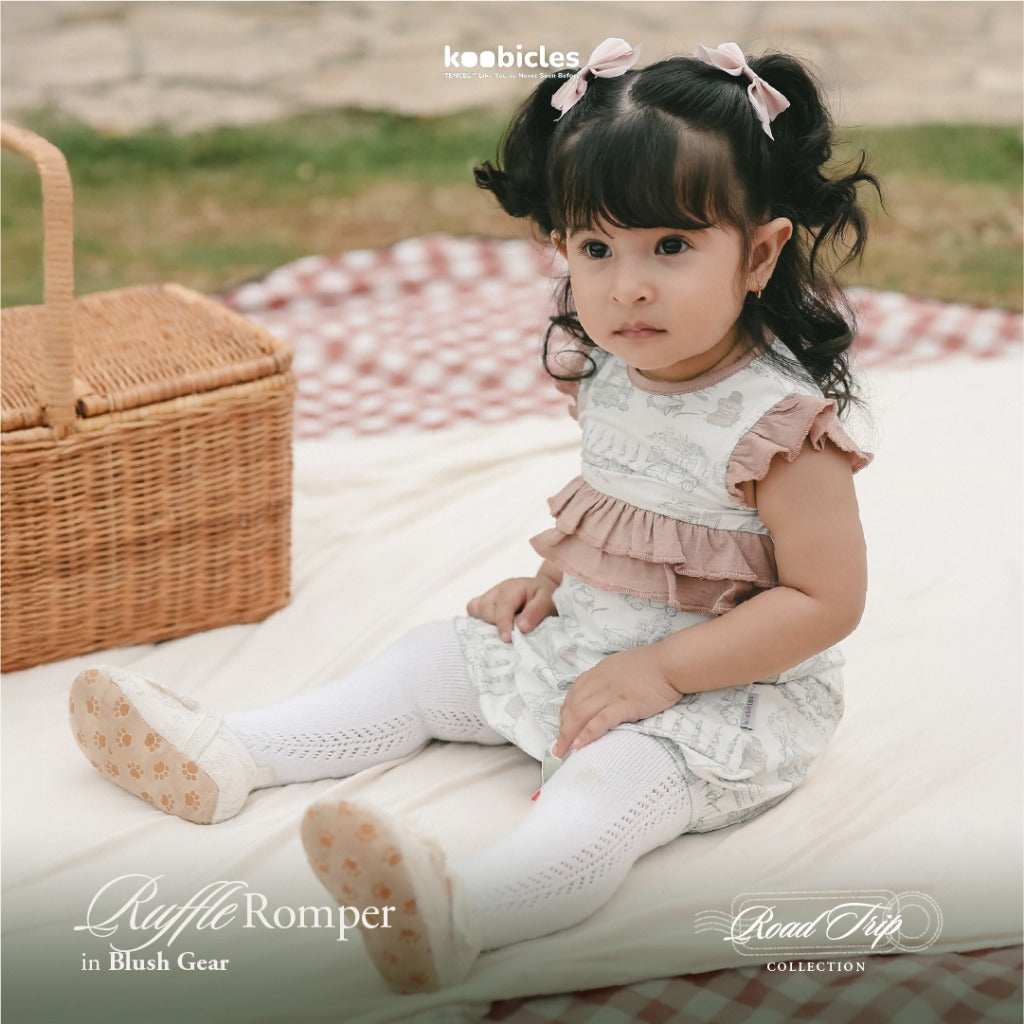 Koobicles Ruffle Romper TENCEL™ "Road Trip" in Eco Mode