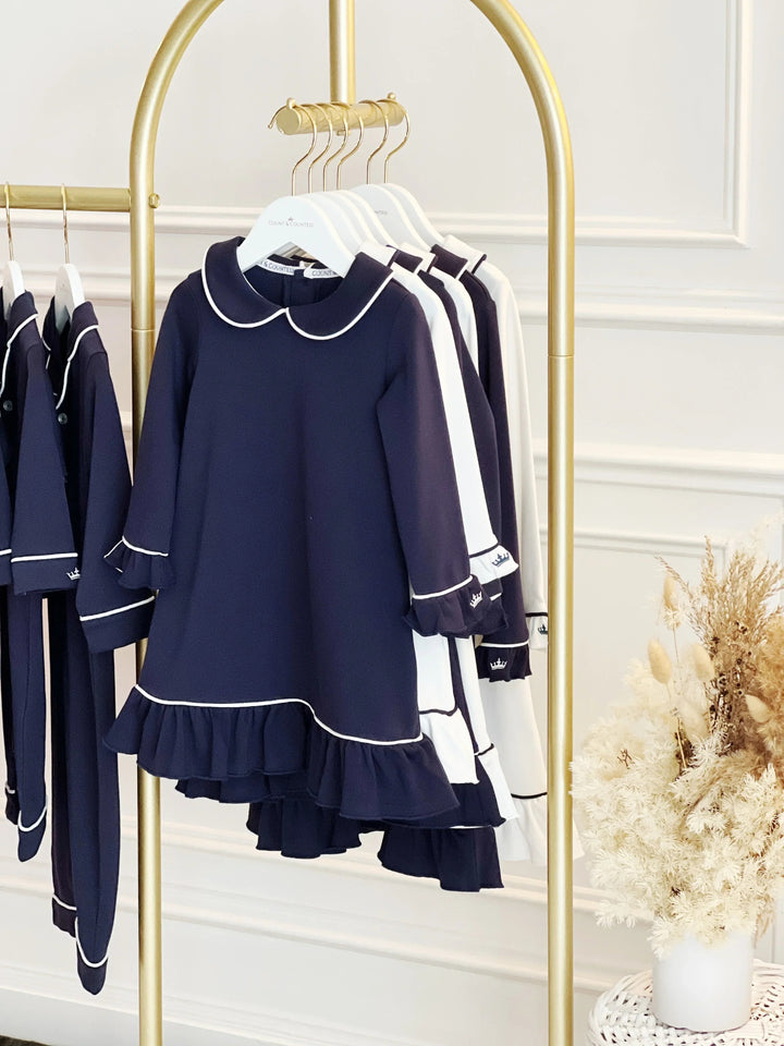 Count & Countess Pima Cotton Girl's Sleep Dress - Urban Navy