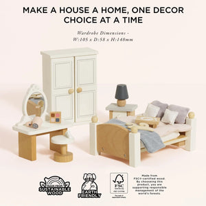 Le Toy Van Wooden Dolls House Bedroom - 19 Piece