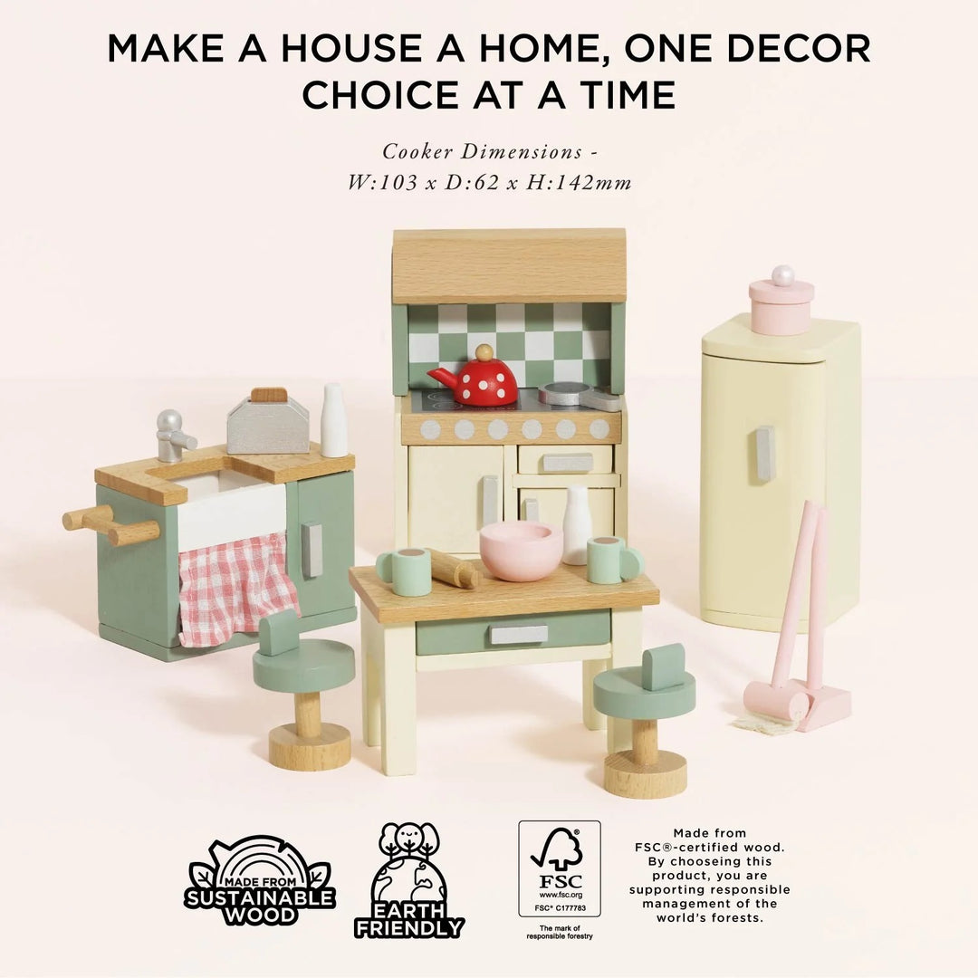 Le Toy Van Wooden Dolls House Kitchen Furniture - 20 Piece