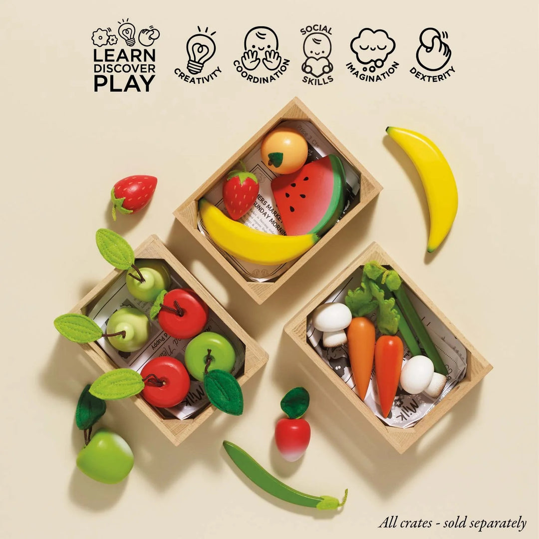 Le Toy Van Orchard Fruits Wooden Market Crate - 7 Piece