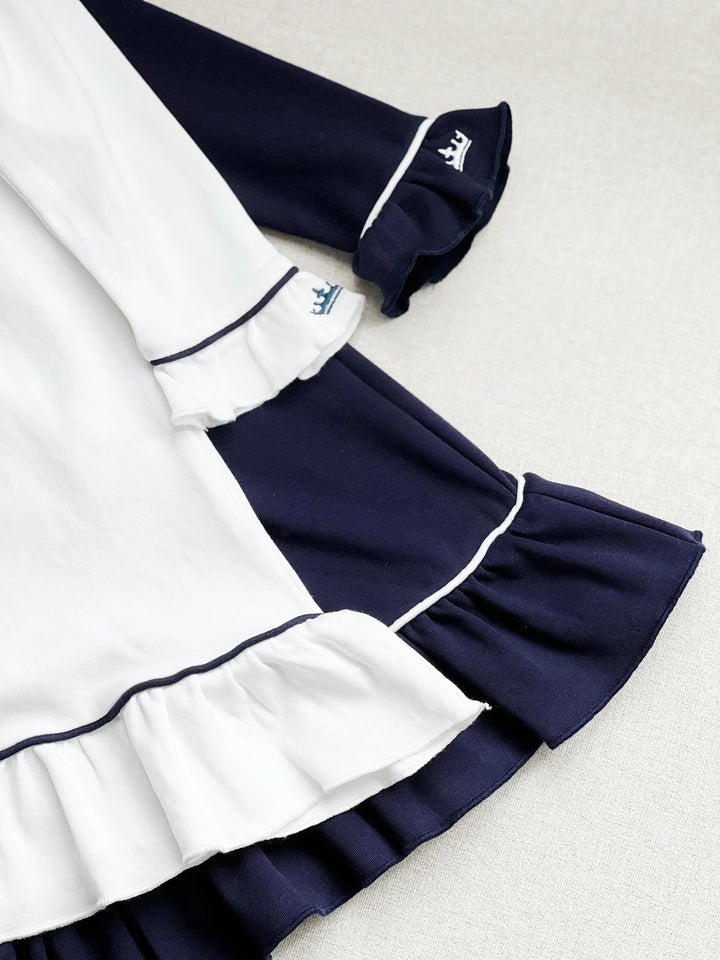 Count & Countess Pima Cotton Girl's Sleep Dress - Urban Navy