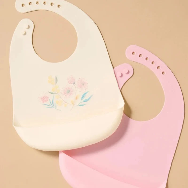 Purebaby Silicone Feeding Bib 2 Pack Organic