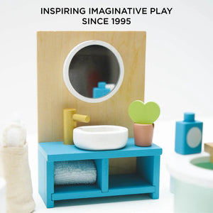 Le Toy Van Wooden Dolls House Bathroom Furniture - 19 Pc