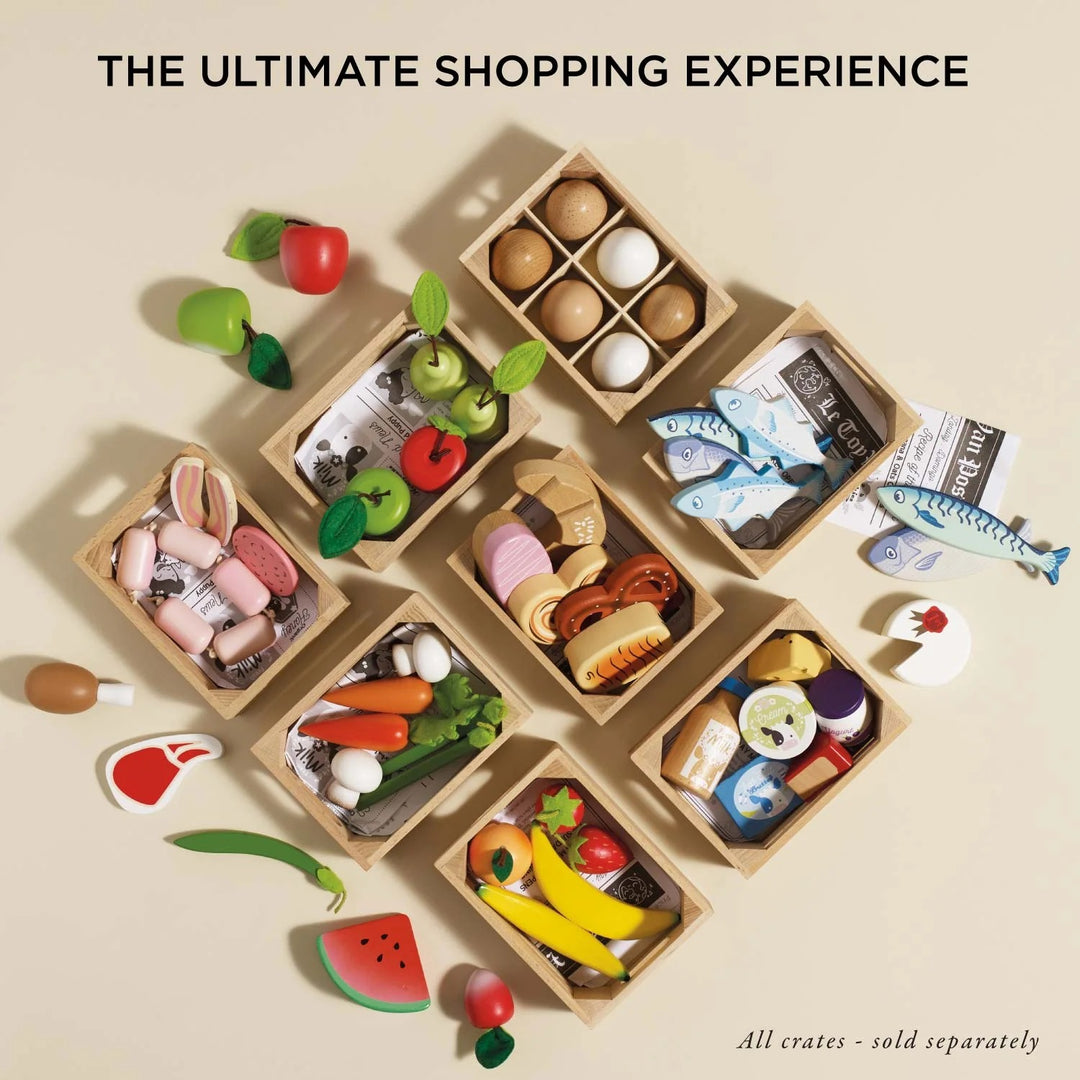 Le Toy Van Harvest Vegetables Wooden Food Crate - 9 Piece