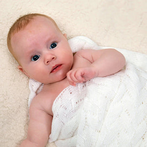 G.H. Hurt & Son Lacy Cotton Baby Shawl - White