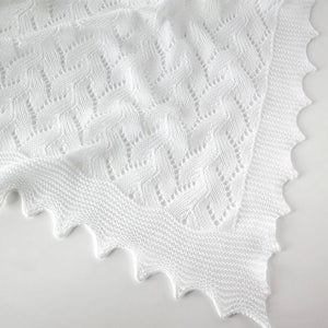 G.H. Hurt & Son Lacy Cotton Baby Shawl - White