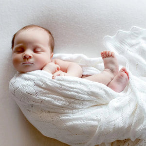 G.H. Hurt & Son Lacy Cotton Baby Shawl - White