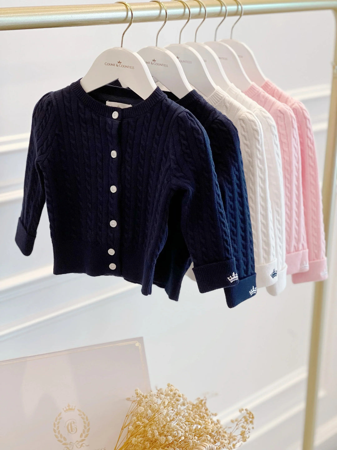 Count & Countess Organic Cotton Cable-Knit Cardigan - Navy