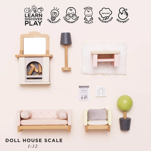 Le Toy Van Wooden Dolls House Living Room - 19 Piece